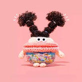 Cute Funny AirPods Case in Pink Knit - Floral Dress Sausage Lips Theme